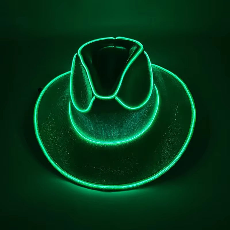 Revelry Party LED Luminous Colorful Cowboy Hat Bar Nightclub Dance Disco Decorative Luminous Hat Unisex Magic Cowboy Hat.