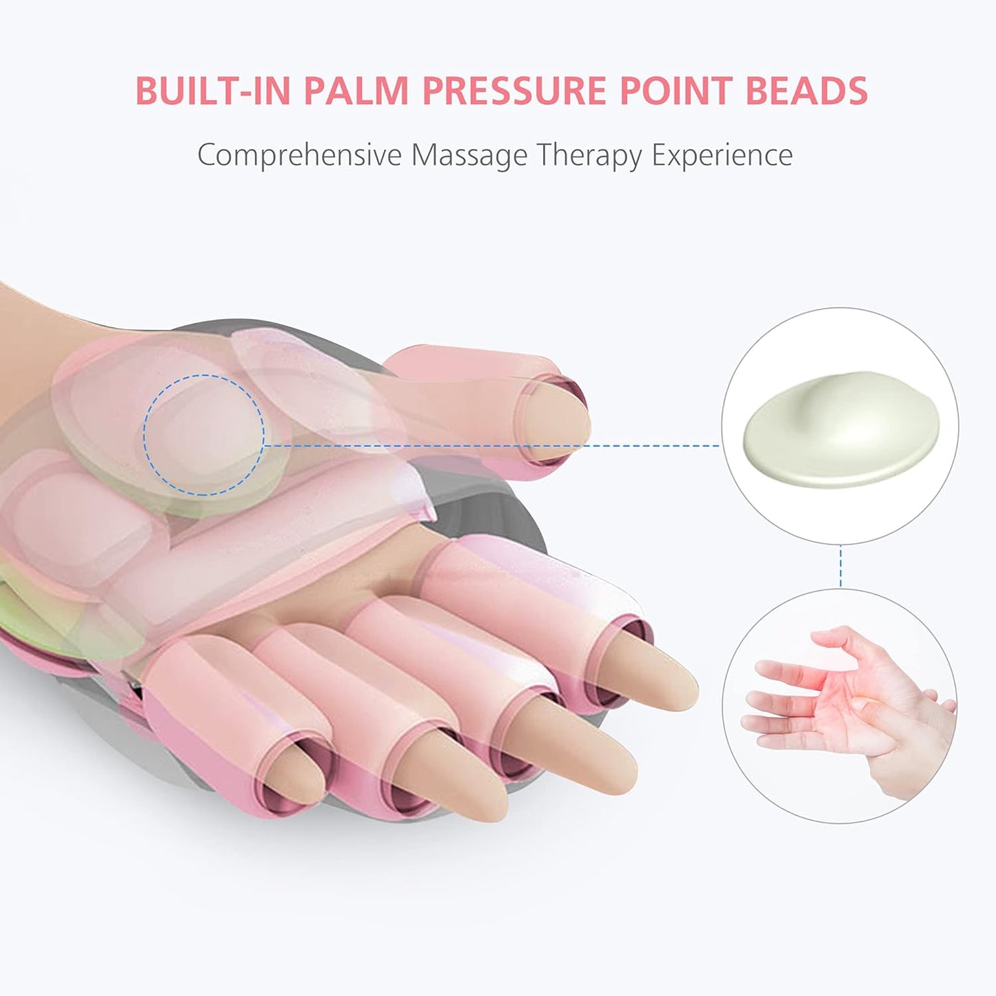 Wireless Hand Massager with Heat -3 Levels Compression & Heating,Rechargeable Hand Massager Machine for Carpal Tunnel,Ideal Gifts for Women (Petal Pink)