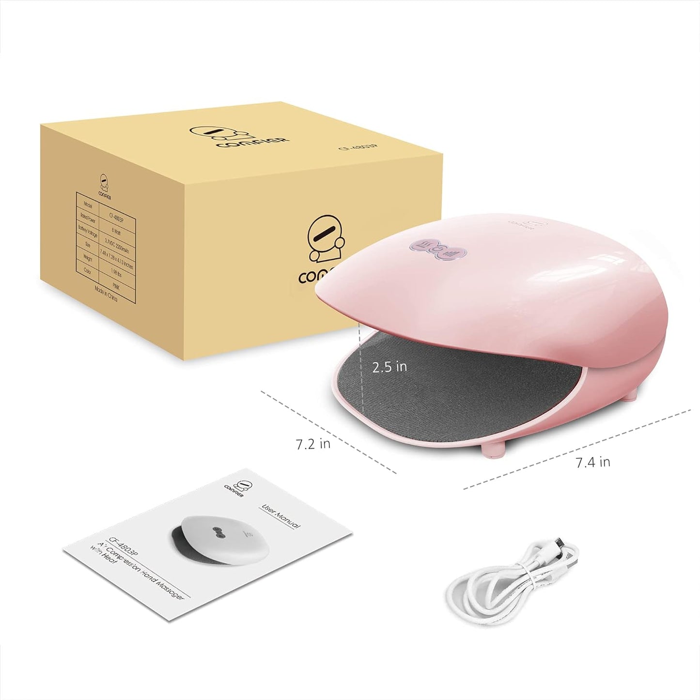 Wireless Hand Massager with Heat -3 Levels Compression & Heating,Rechargeable Hand Massager Machine for Carpal Tunnel,Ideal Gifts for Women (Petal Pink)