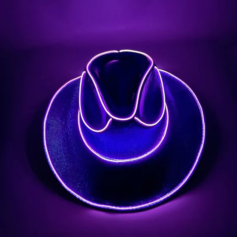 Revelry Party LED Luminous Colorful Cowboy Hat Bar Nightclub Dance Disco Decorative Luminous Hat Unisex Magic Cowboy Hat.