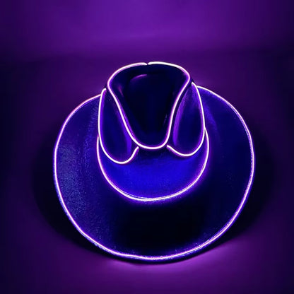 Revelry Party LED Luminous Colorful Cowboy Hat Bar Nightclub Dance Disco Decorative Luminous Hat Unisex Magic Cowboy Hat.